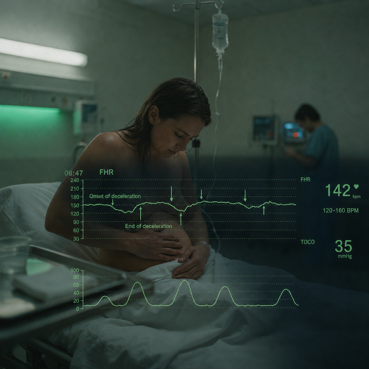 Category II fetal heart rate tracing